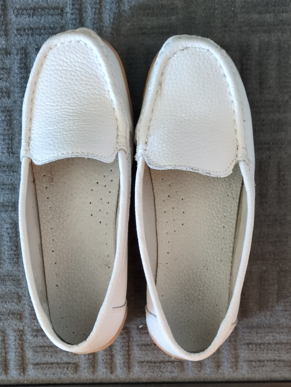 Women's White Leather Slip-On Loafers